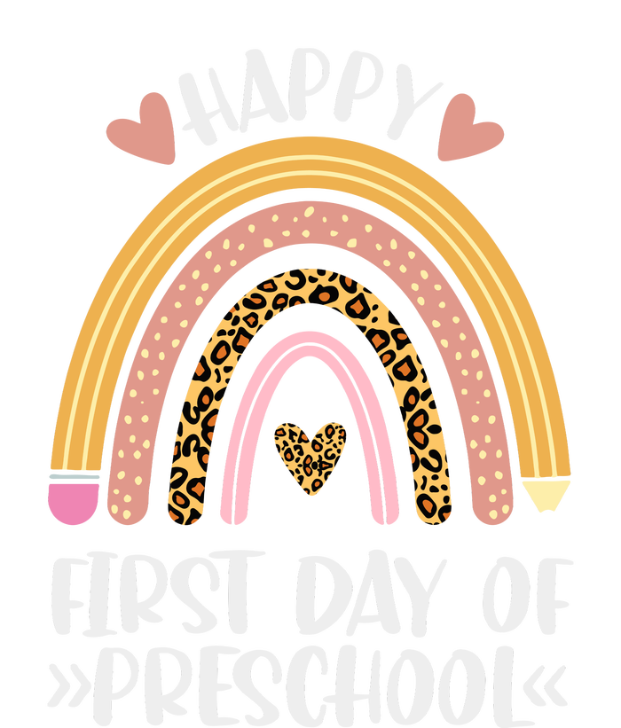 Happy First Day Of Preschool Back To School Leopard Rainbow T-Shirt