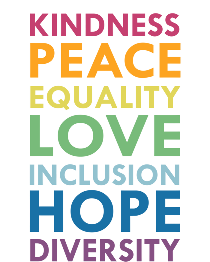 Kindness Peace Equality Inclusion Diversity Hu Rights Meaningful Gift Women's Racerback Tank