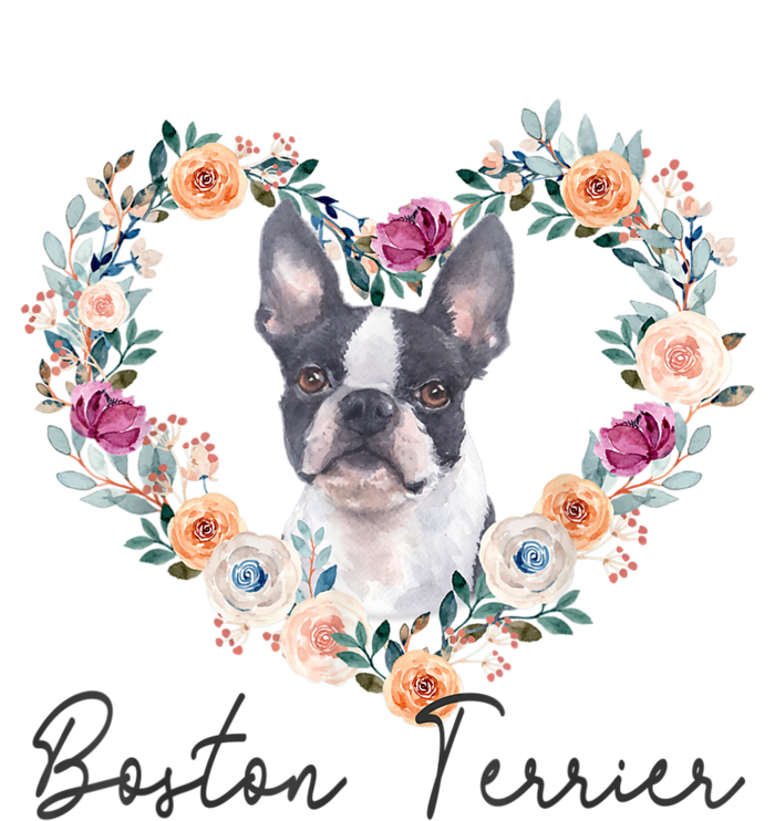 Boston Terrier Dog Flower Heart Funny Mothers Day Gift T-Shirt