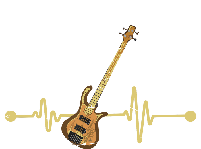 Bass Guitar Player Heartbeat Musical Instrument Bass Guitar Adult ChromaSoft Performance T-Shirt