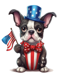 Boston Terrier Puppy Dog Holds His American Flag 4th Of July Tote Bag