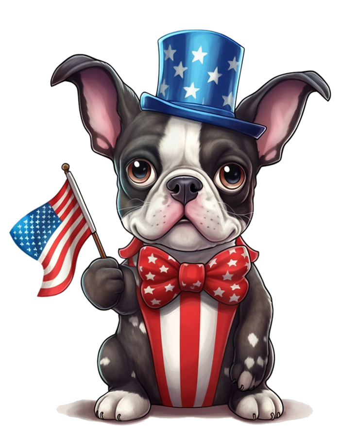 Boston Terrier Puppy Dog Holds His American Flag 4th Of July Tote Bag