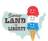 Sweet Land Of Liberty Patriotic 4th Of July Ice Cream Gift Striped Beanie with Solid Band