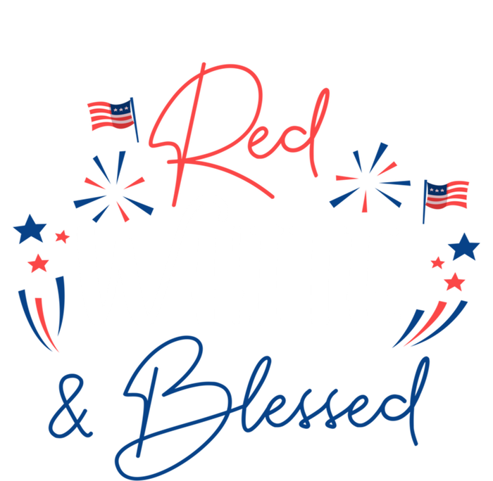 Red White And Blessed 4th Of July Patriotic America Flag Cute Gift T-Shirt