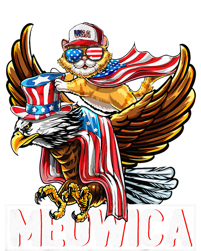 Meowica Cat Bald Eagle 4th Of July Patriotic American Flag Women's Racerback Tank