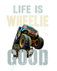 Vintage Life Is Wheelie Good Monster Truck Wheely Cool Dad Gift Striped Beanie with Solid Band