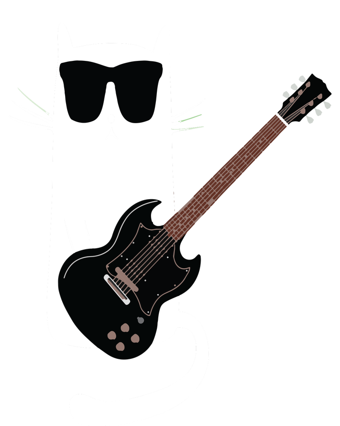 Funny Cat Wearing Sunglasses Playing Electric Guitar Striped Beanie with Solid Band