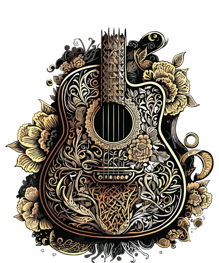 Guitar Graphic Music Lover Acoustic Guitar Musician Floral Youth Performance Sprint T-Shirt