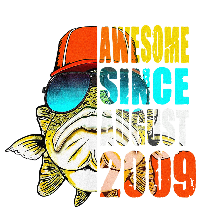 Awesome Since August 2009 Fishing 10th Birthday Gift T-Shirt