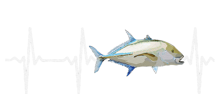 Bluefin Trevally Heartbeat For Saltwater Fish Fishing Lovers T-Shirt