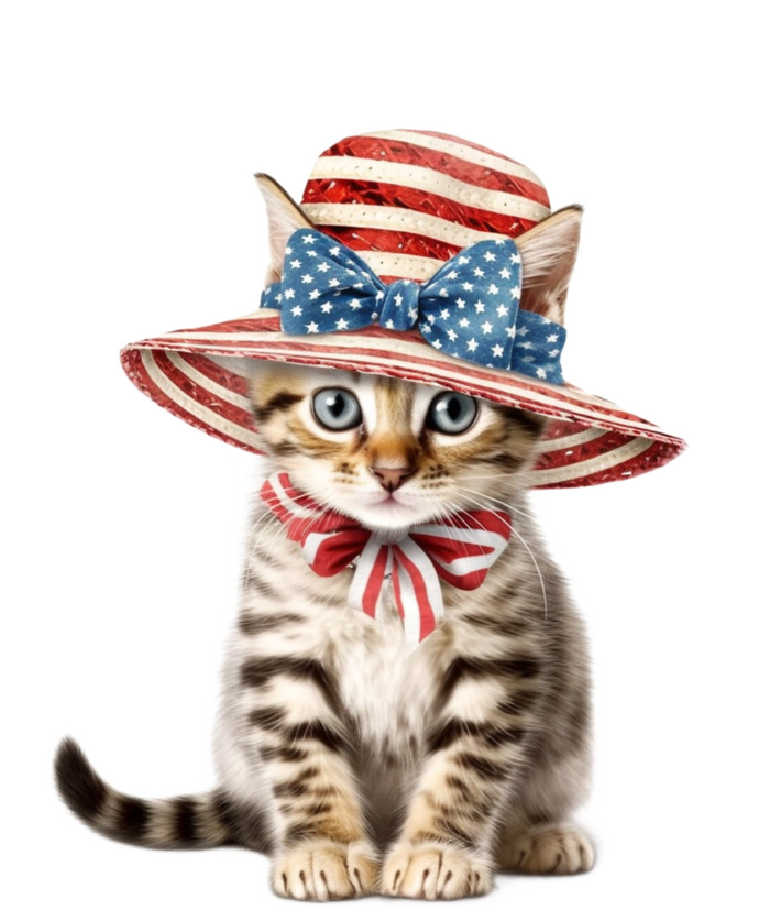 American Cat 4th Of July Cat Patriotic Cats Bengal Kitten 7-Panel Snapback Hat