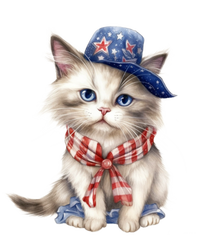 American Cat 4th Of July Cat Patriotic Cats Himalayan Kitten Sustainable Knit Beanie