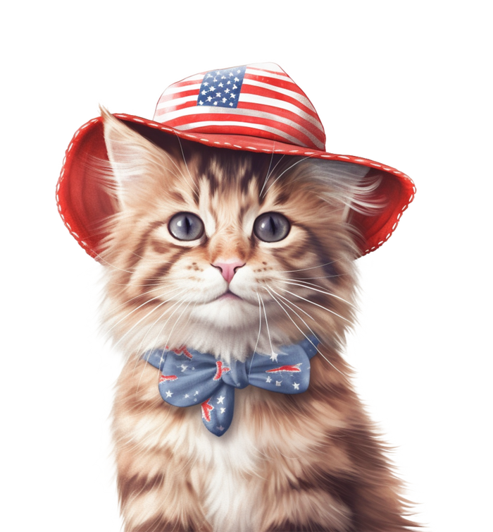 American Cat 4th Of July Cat Patriotic Cats Maine Coon Kitten High Crown Mesh Back Trucker Hat