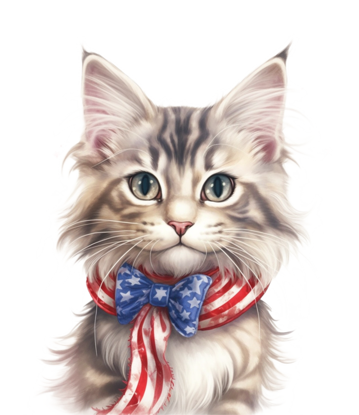 American Cat 4th Of July Cat Patriotic Cats Maine Coon Kitten T-Shirt