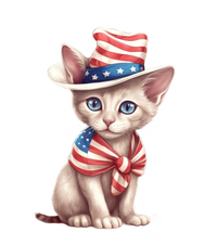 American Cat 4th Of July Cat Patriotic Cats Sphynx Kitten USA-Made Doggie Bandana