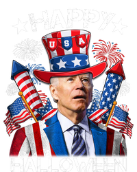 Funny Joe Biden 4th Of July Happy Halloween Firework Striped Beanie with Solid Band