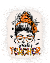 Messy Bun Spooky Teacher Bleached Halloween Teachers T-Shirt