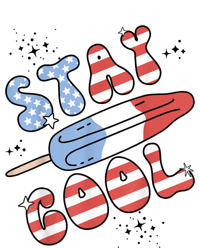 Summer Popsicle Stay Cool 4th Of July Retro Groovy US Flag Women's Racerback Tank