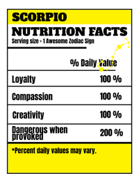 Scorpio Zodiac Star Sign Funny Astrology Nutrition Facts Great Gift T-Shirt