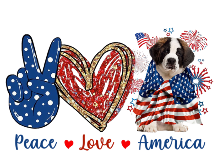 Peace Love Saint Bernard Dog Patriotic America Flag 4th July Gift Women's Racerback Tank