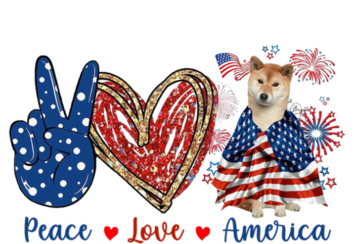 Peace Love Shiba Inu Dog Patriotic America Flag 4th July Gift Striped Beanie with Solid Band