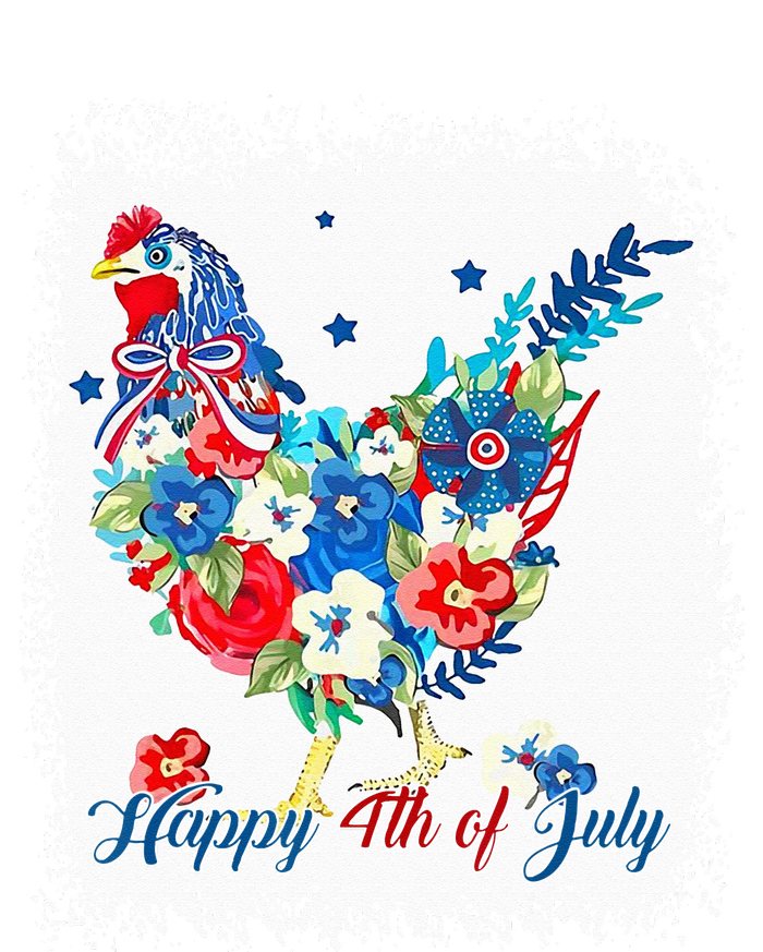 Happy 4th Of July Floral Chicken Flowers Patriotic Usa Flag T-Shirt