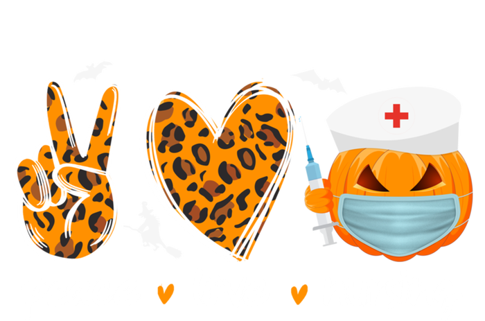 Peace Love Nursing Nurse Pumpkin Halloween Leopard Gift T-Shirt