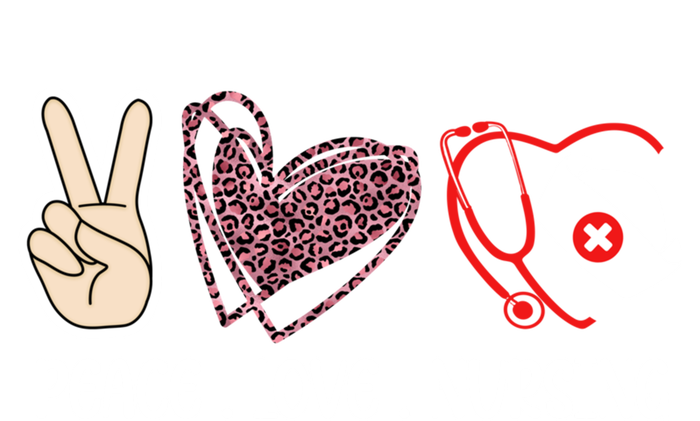 Peace Sign Love Leopard Print Heart Nursing Cap Stethoscope Gift Poster