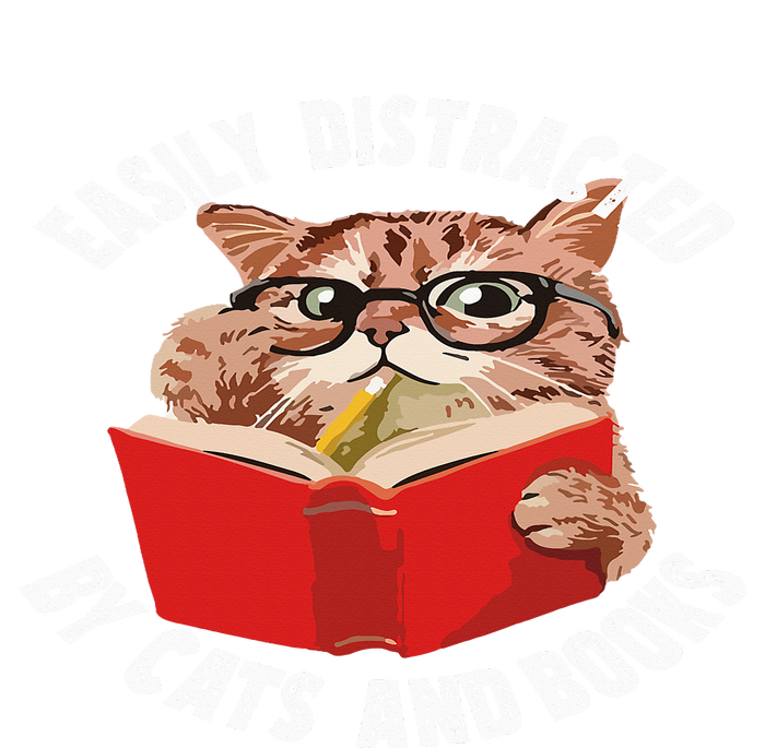 Easily Distracted by Cats and Books - Funny Cat & Book Lover Youth Performance Sprint T-Shirt