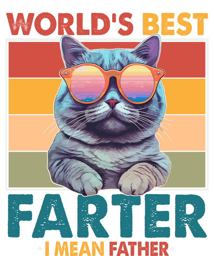 Worlds Best Farter I Mean Father Funny Retro Cat Kids Long Sleeve Shirt