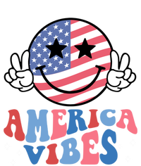 America Vibes Smile Face Usa Flag Retro Groovy 4th Of July Gift Kids T-Shirt