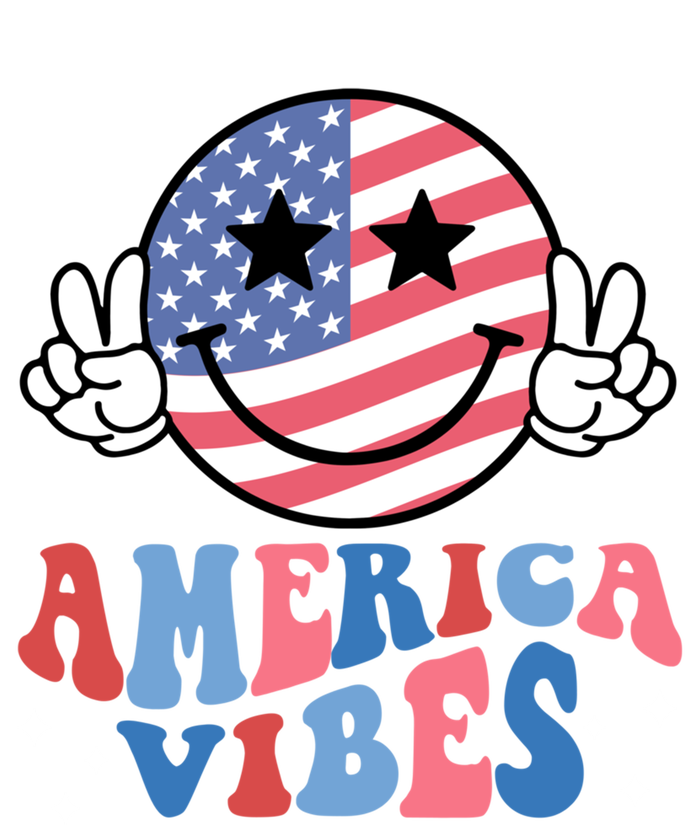 America Vibes Smile Face Usa Flag Retro Groovy 4th Of July Gift Kids T-Shirt