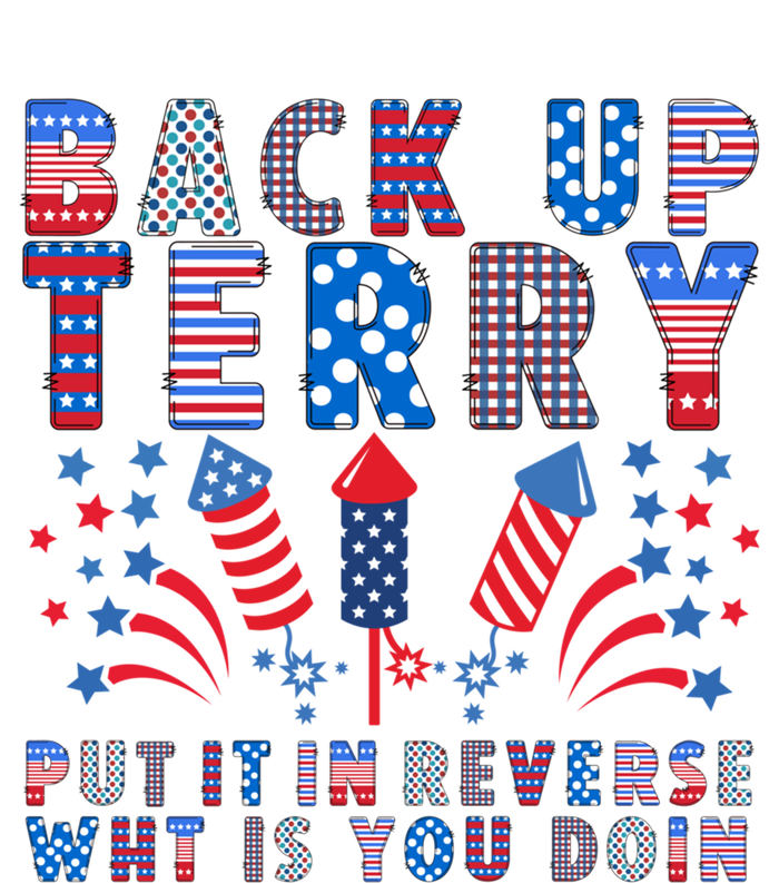 Back Up Terry Put It In Reverse Firework Funny 4th Of July Great Gift Stripe Pom Pom Beanie