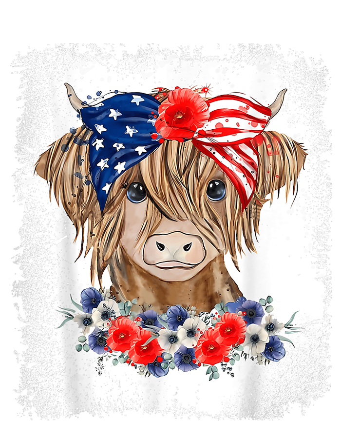 Bleached 4th Of July Long Haired Calf USA Patriotic Cow T-Shirt