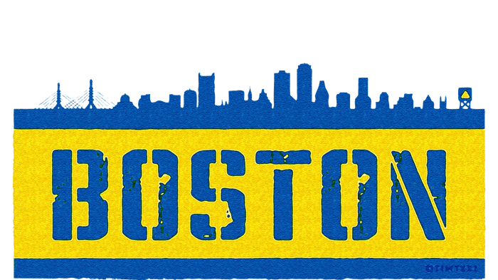 Retro Boston Downtown Skyline Running Souvenir Premium T-Shirt