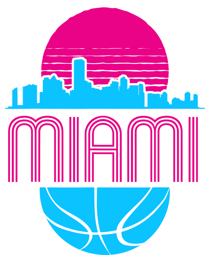 Vintage Miami Florida Cityscape Retro Basketball T-Shirt