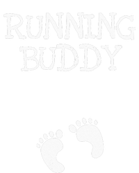 Running Buddy Funny Cute Pregnancy Announcement White Text Women's T-Shirt