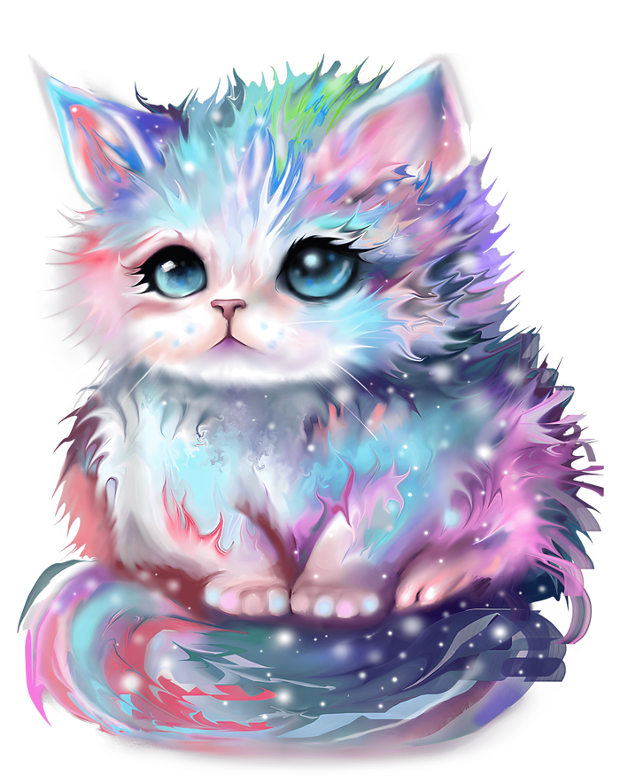 Pastel Cat Galaxy Cute Kitten Colorful Kitty T-Shirt