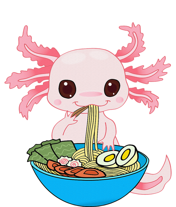 Kawaii Axolotl Eating Ra Noodles Anime Women's Racerback Cropped Tank