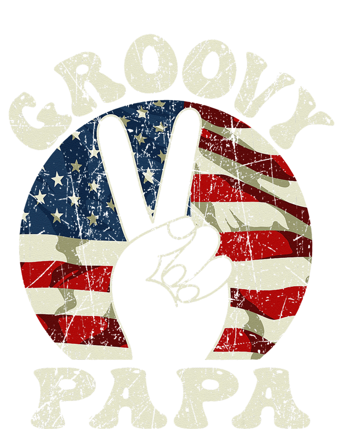 Groovy Papa 70s Aesthetic USA Flag Groovy Dad T-Shirt