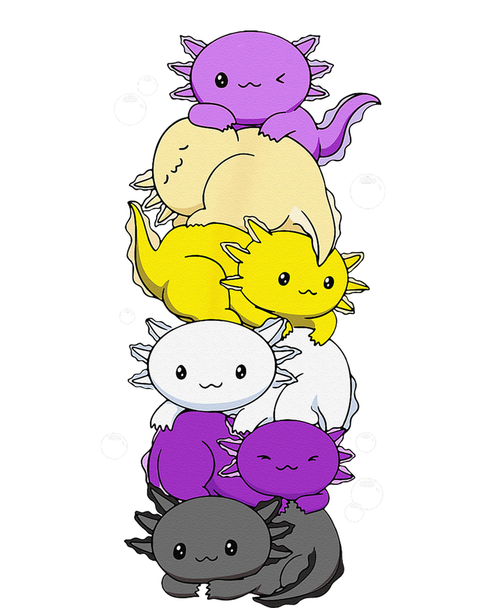 Nonbinary Flag LGBTQ Kawaii Axolotl Pile Non Binary Flag Bumper Sticker