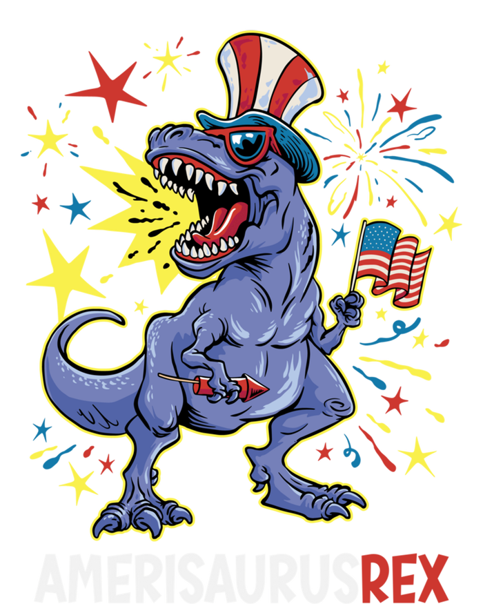 American Flag 4th of July T Rex Dinosaur Amerisaurus Rex Boy PosiCharge RacerMesh Polo