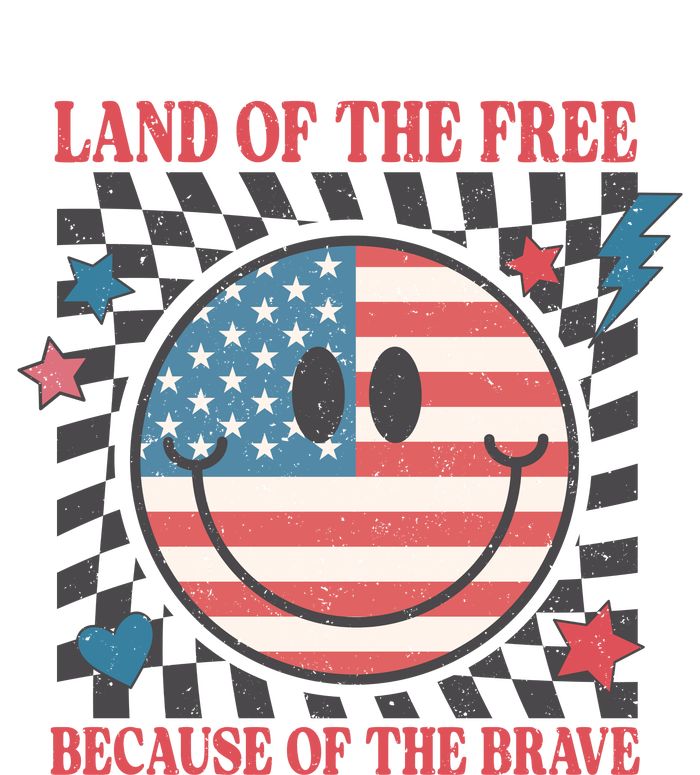 Land Of The Free Because Of The Brave Retro Smiley USA Flag Cooling Performance Crew T-Shirt