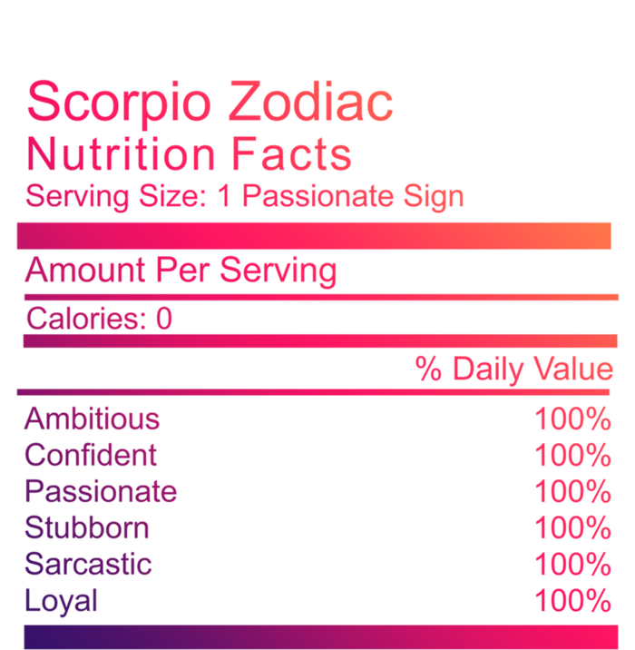 Scorpio Zodiac Nutrition Facts Scorpio Birthday Gift T-Shirt