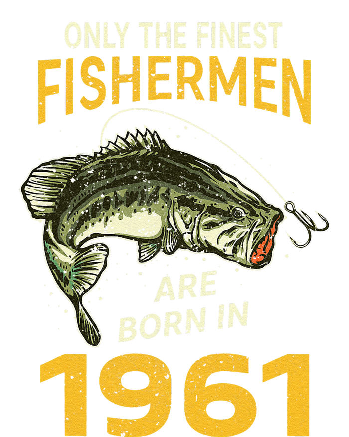 Finest Fisherman Born In 1961 Vintage Funny Fishing Birthday Kids Long Sleeve Shirt