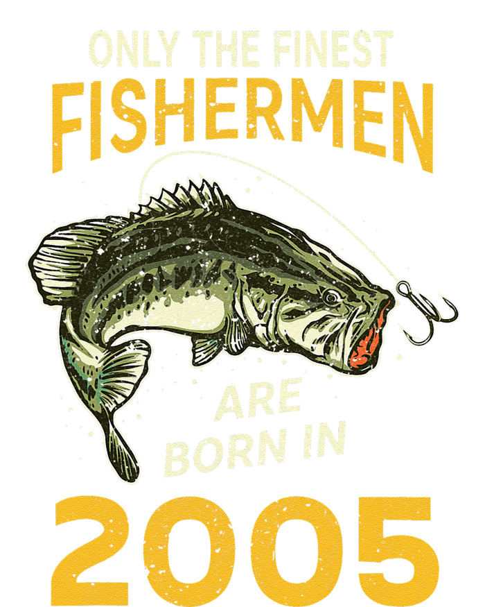 Finest Fisherman Born In 2005 Vintage Funny Fishing Birthday T-Shirt