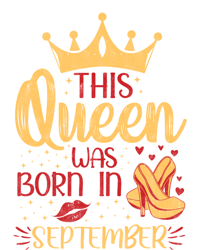 This Queen Was Born In September Happy Birthday High Heel Gift Pom Pom 12in Knit Beanie