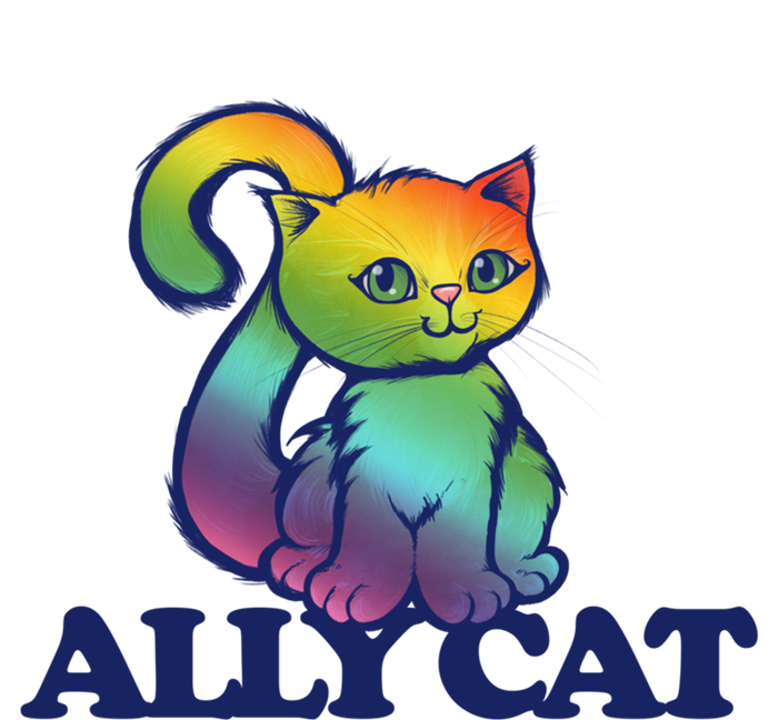 Ally Cat Retro Rainbow Lgbtq Cool Gift T-Shirt