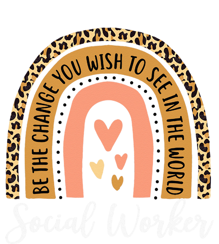 Social Worker Leopard Rainbow Funny Work Love Sustainable Bucket Hat