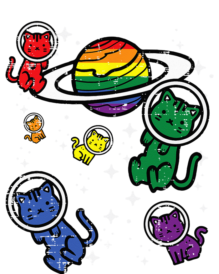 Gay Cats In Space Rainbow Pride Month Lgbtq Ally T-Shirt